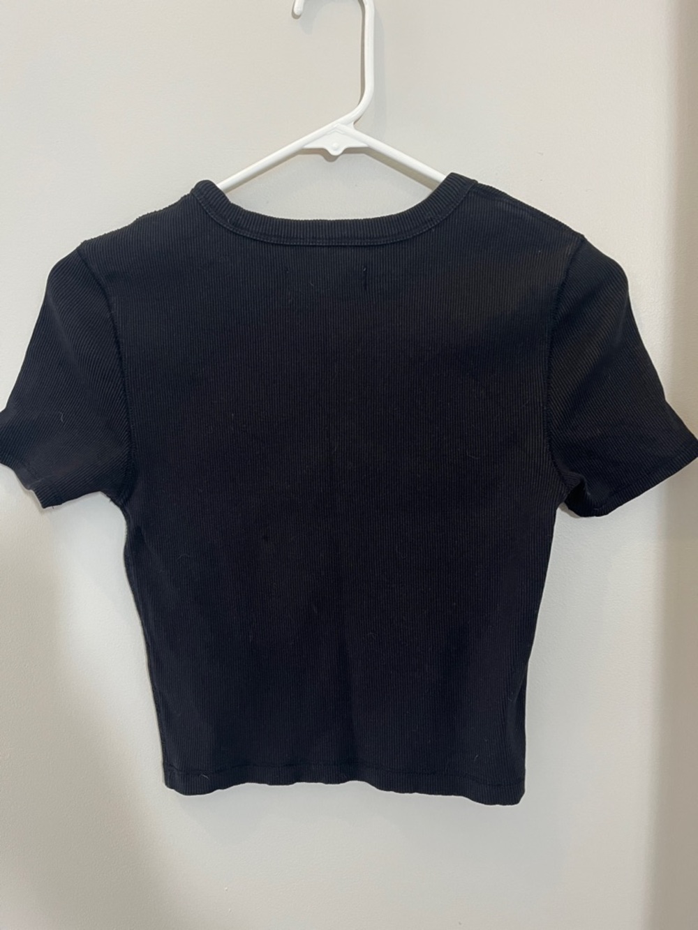 Everlane Black Ribbed Crop Tee - Size Small - Picture 5 of 5